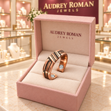 Eleanor Ridge Ring in its rose Audrey Roman Jewels box inside the boutique.