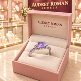 Harriet Ring (silver-tone) in a rose Audrey Roman Jewels box inside the boutique.