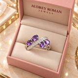 Marianne Purple Flow Ring | Silver-Tone viewed from above in the Audrey boutique.