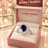 Rebecca Ring (silver-tone) in a rose Audrey Roman Jewels box inside the boutique.