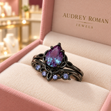 Alice Purple Layered Ring (black finish) in a close detail view inside the Audrey boutique.