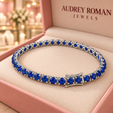 Rosamund Blue Tennis Bracelet | Silver-Tone detail in the Audrey boutique.