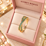 Sylvie Green Flow Ring  viewed from above in the Audrey boutique.