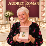 Sylvie Green Flow Ring  presented by the Audrey owner.