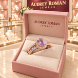 Leonora Purple Ring | Rose-Gold-Tone in an Audrey Roman Jewels presentation box.