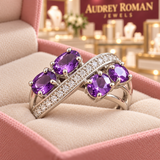Marianne Purple Flow Ring | Silver-Tone close-up detail in the Audrey boutique.