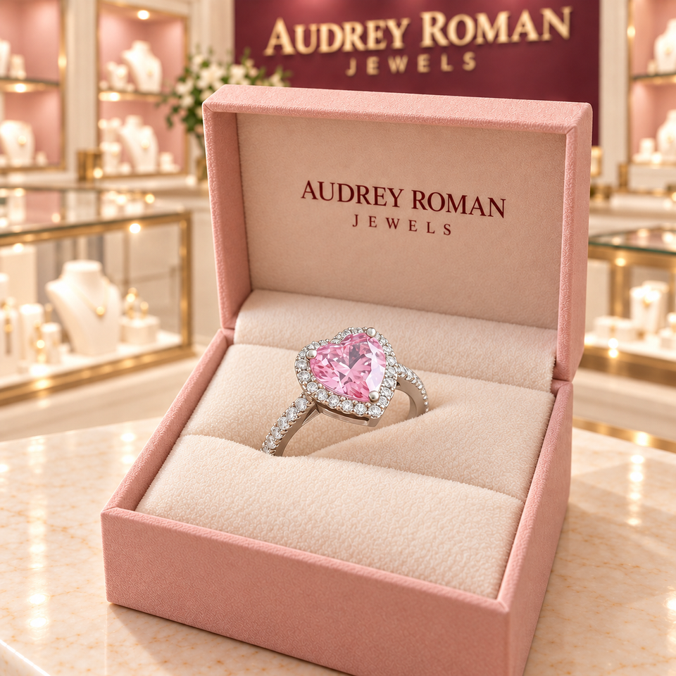 Catherine Heart Ring | Silver-Tone  in its Audrey presentation box.