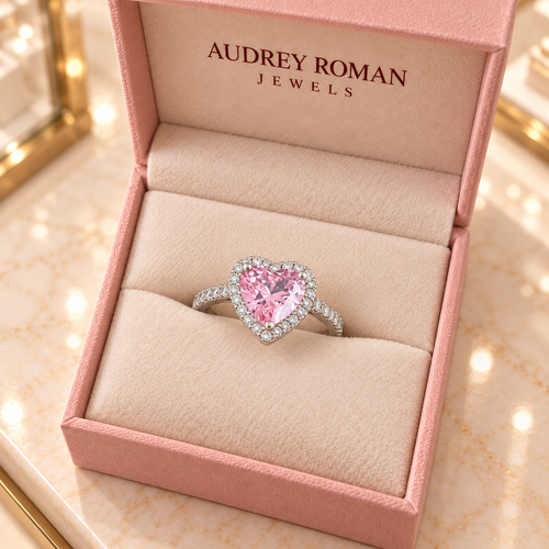 Catherine Heart Ring | Silver-Tone  viewed from above in the Audrey boutique.